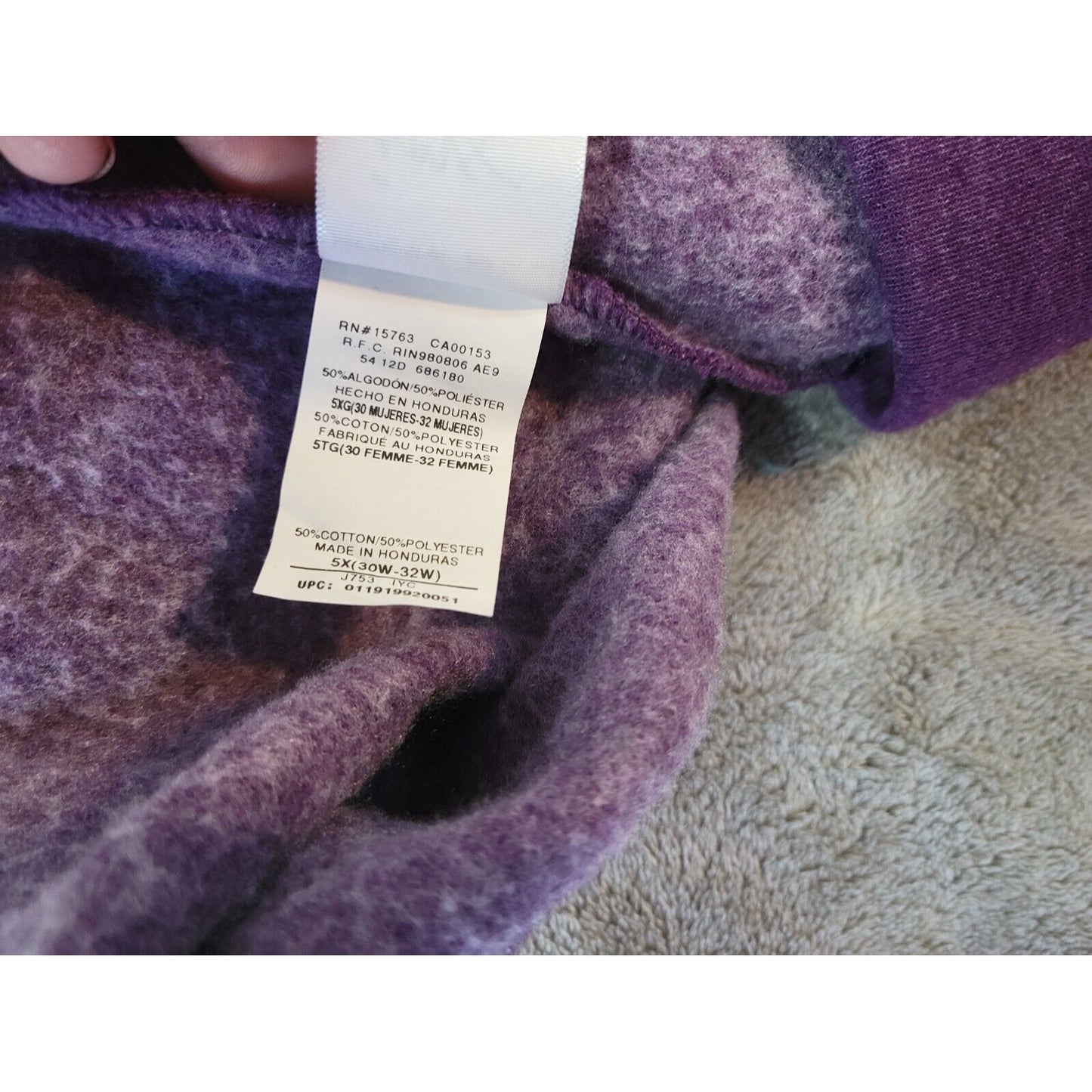 Just My Size Womens Pants 5X Pull On Jogger Sweat Purple Stretchy Cotton Blend