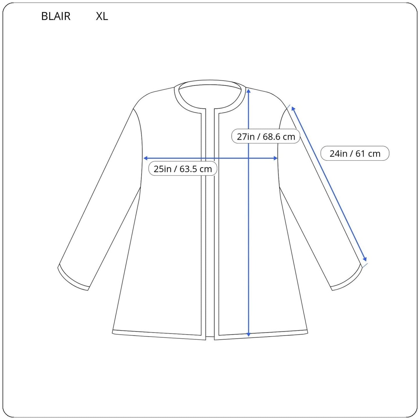 Blair Women Jacket Extra Large XL Full Zip Blue Lined Lightweight Pockets Casual