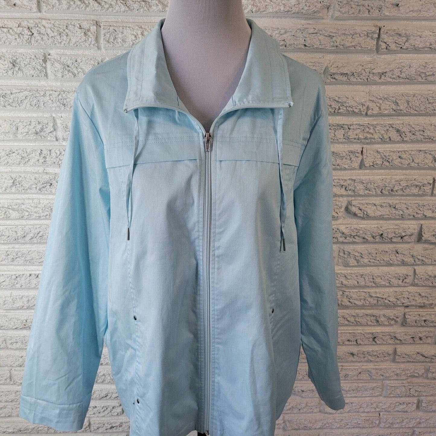 Blair Women Jacket Extra Large XL Full Zip Blue Lined Lightweight Pockets Casual