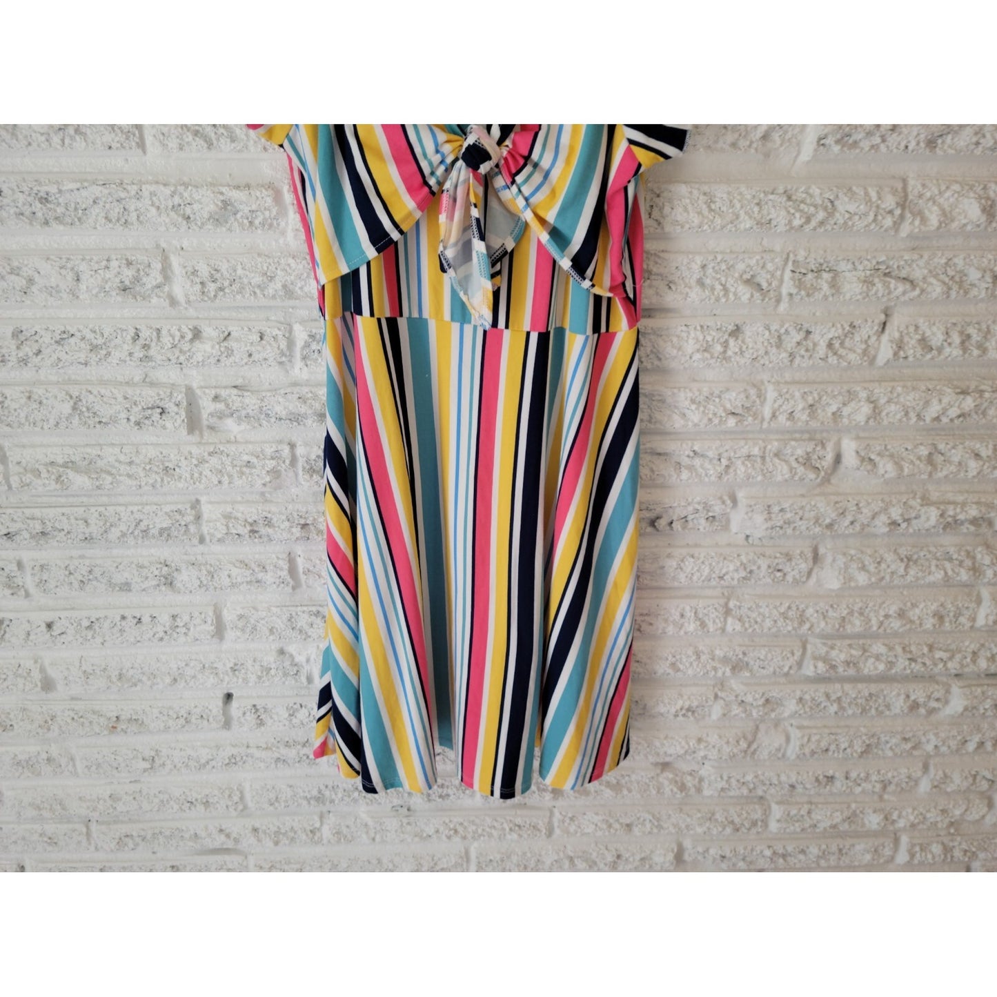 Arizona Womens Dress 2XL Mini Fit Flare Stripe Cap Sleeve On Off Shoulder