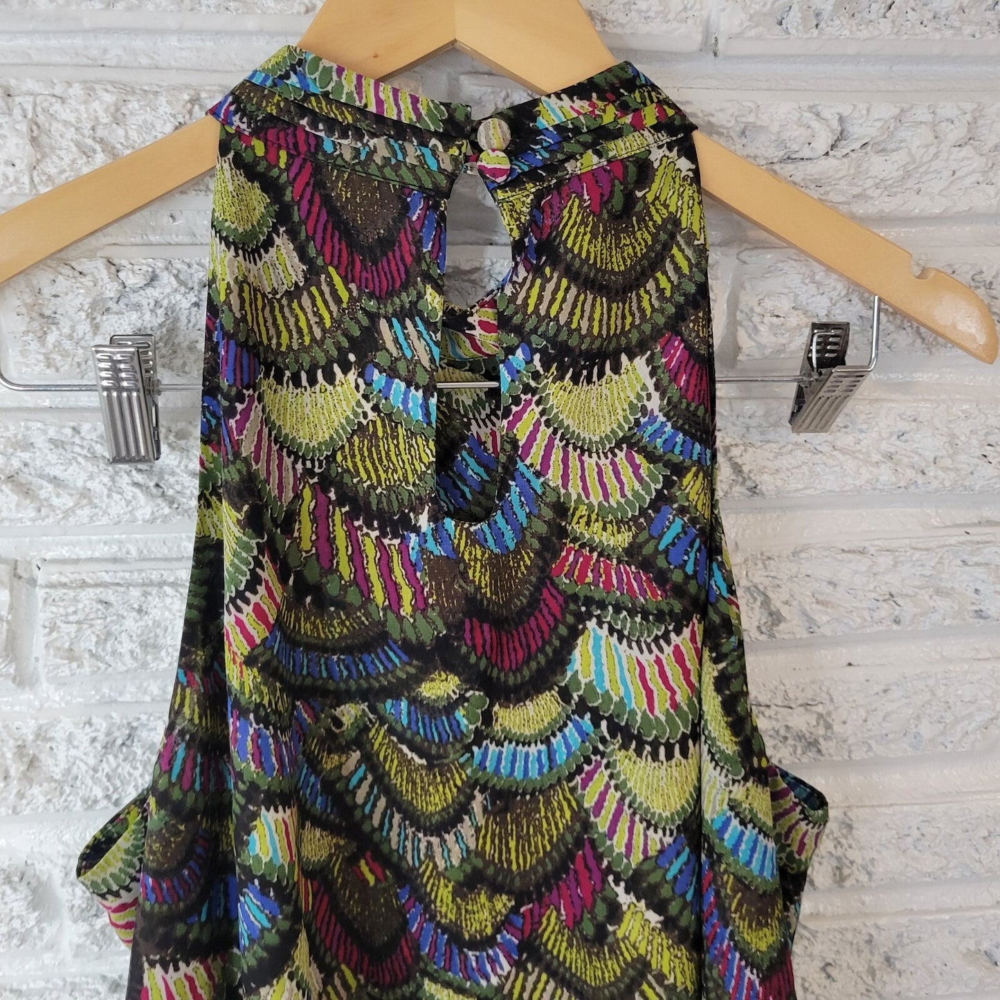 Madison Womens Top XL Sleeveless Green Polyester Lightweight Office Button Up