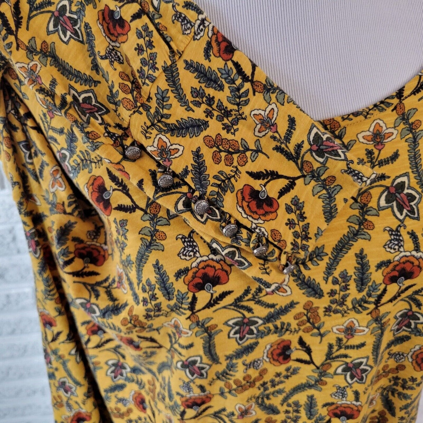 Cato Womens Top 18W 20W Long Sleeve Gold Orange Floral Cotton Blend Lightweight