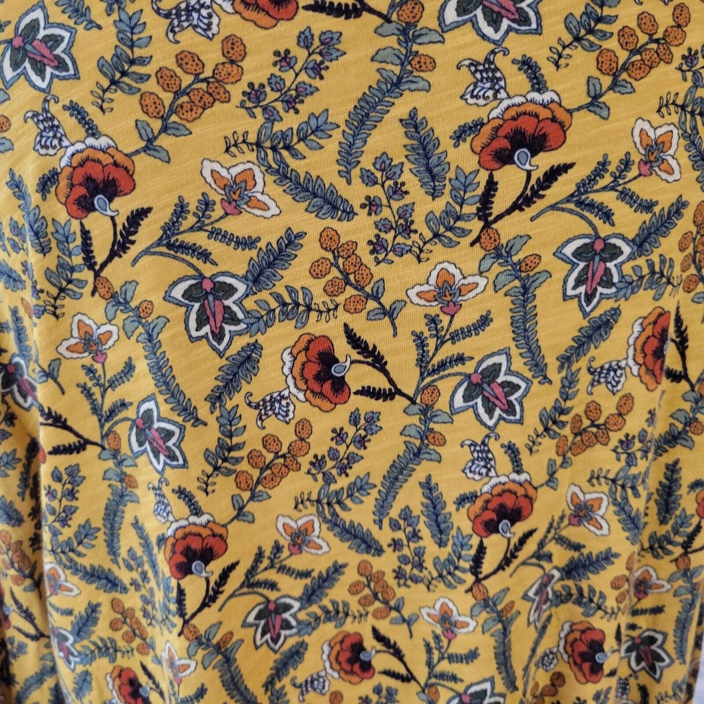 Cato Womens Top 18W 20W Long Sleeve Gold Orange Floral Cotton Blend Lightweight