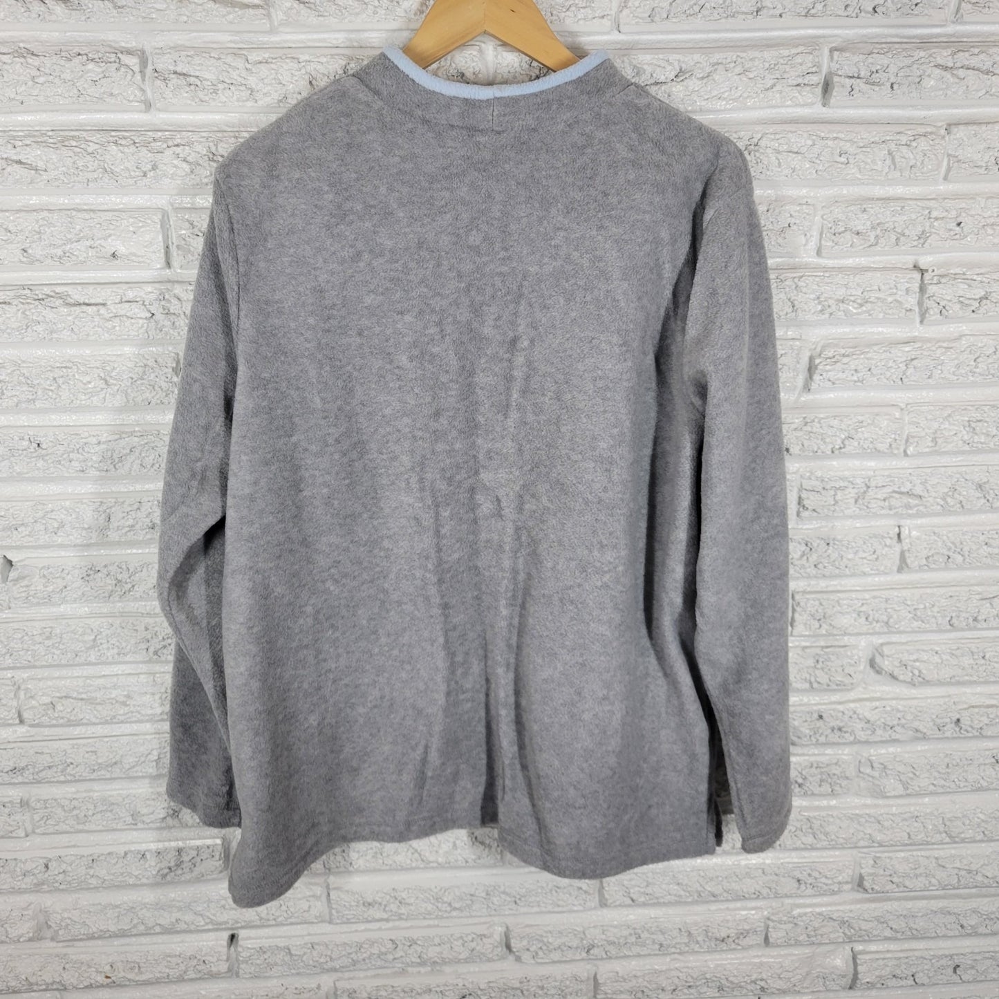 Croft Barrow Womens Sweatshirt XL Gray Fleece Snowman Soft Embroidered Winter