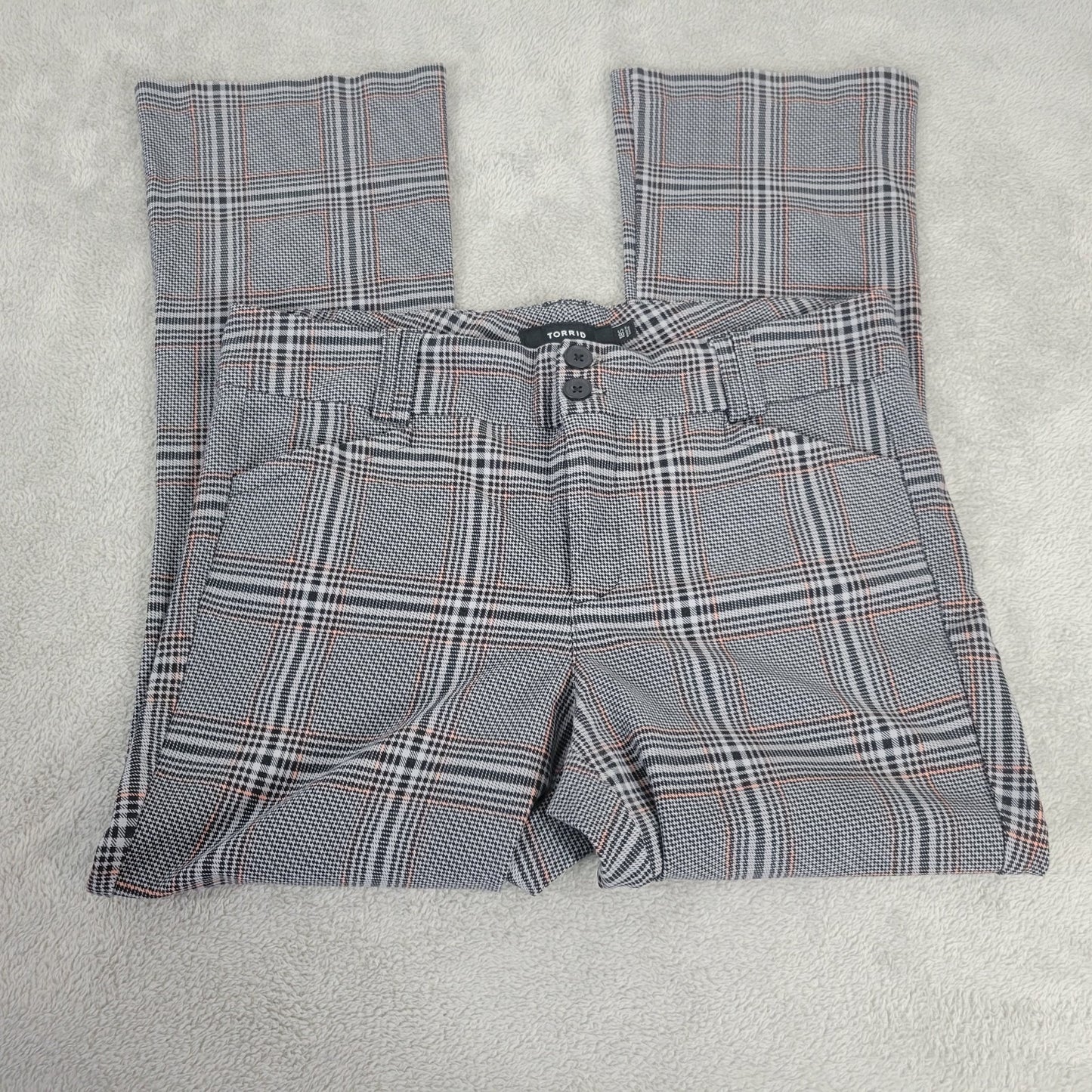 Torrid Womens Pants 18S 18P Plus Petite Black Plaid Zip Fly Straight Leg Office