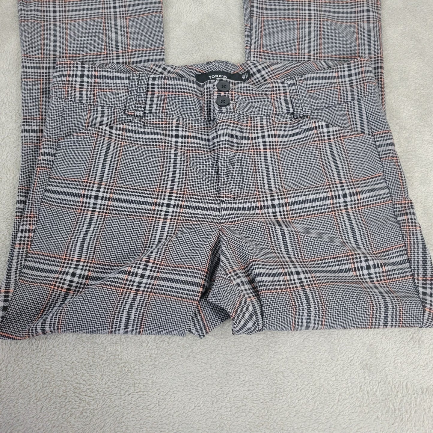 Torrid Womens Pants 18S 18P Plus Petite Black Plaid Zip Fly Straight Leg Office