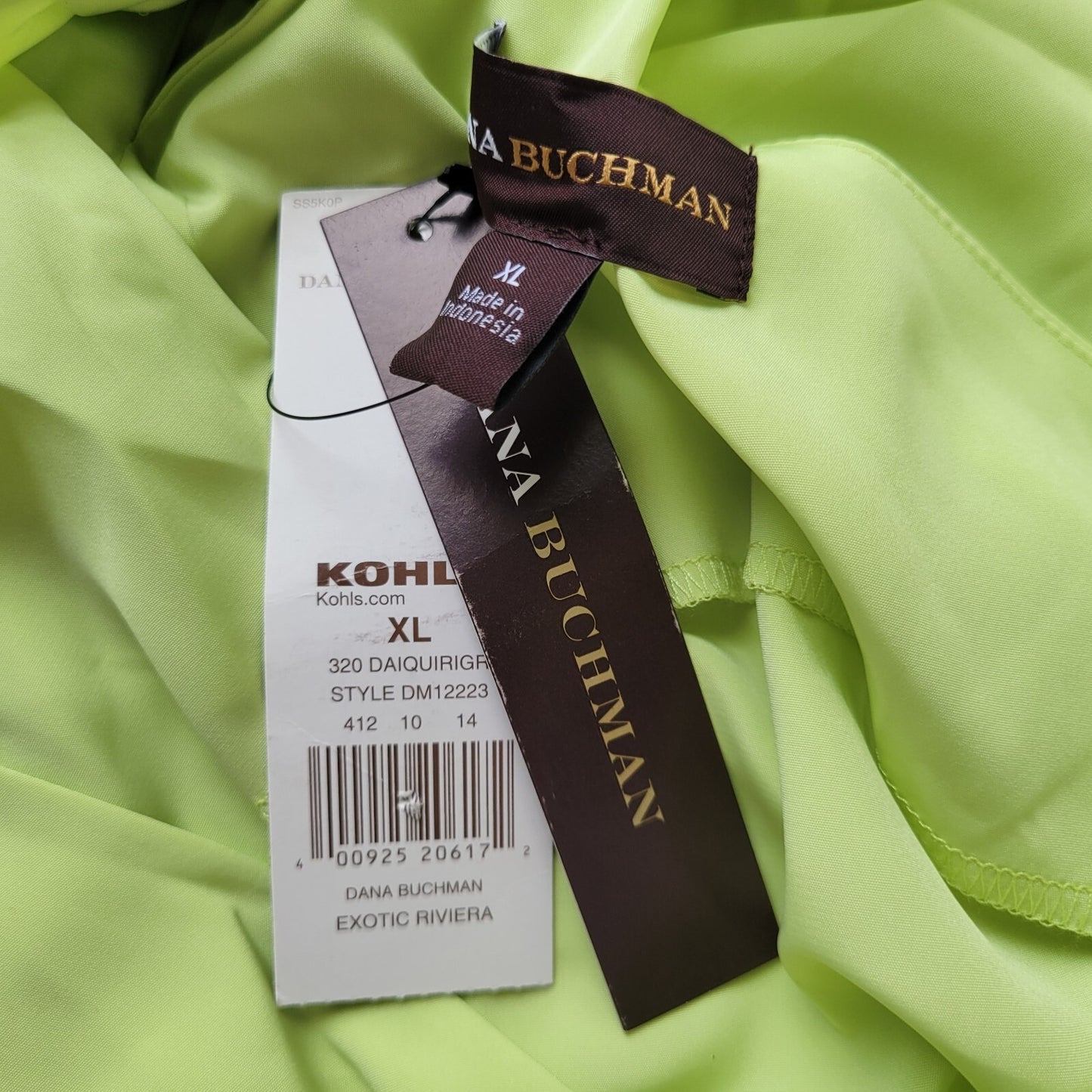 Dana Buchman Womens Top XL Tank Dacquiri Green Racerback Lightweight Polyester