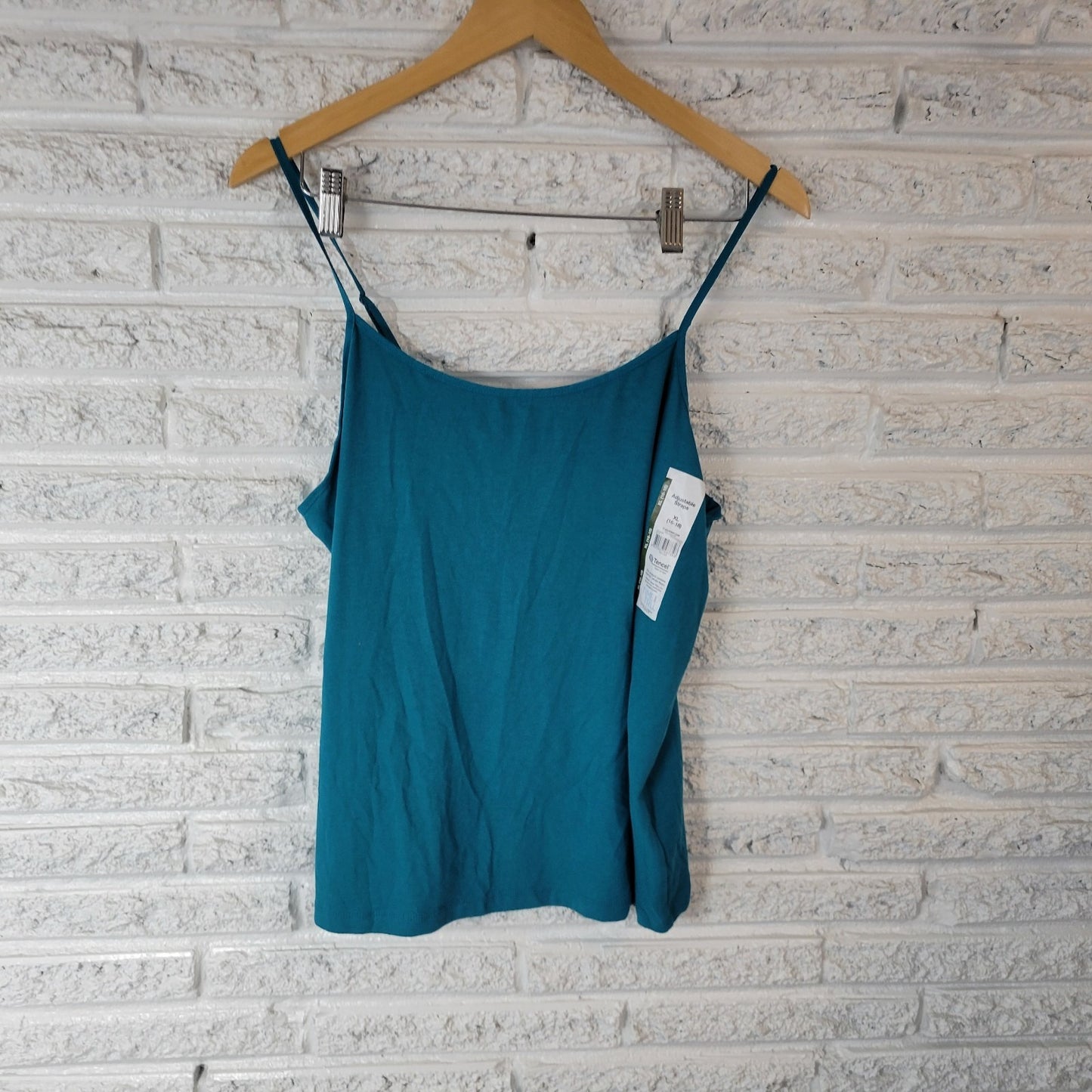 Time Tru Womens Top XL Camisole Aqua Blue Adjustable Spaghetti Strap Lightweight
