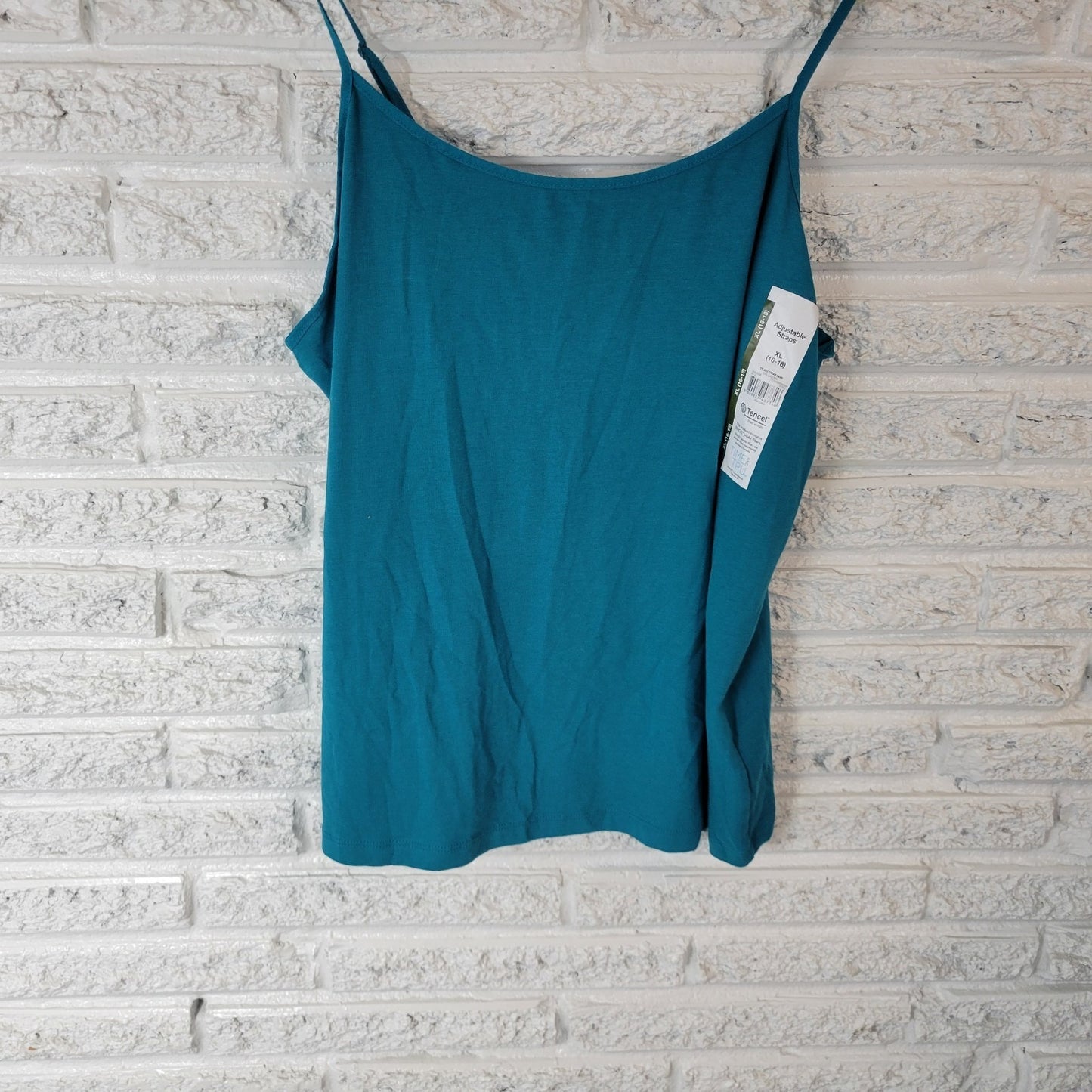 Time Tru Womens Top XL Camisole Aqua Blue Adjustable Spaghetti Strap Lightweight