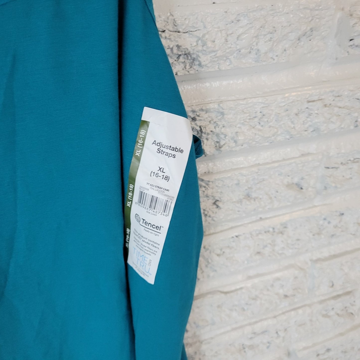 Time Tru Womens Top XL Camisole Aqua Blue Adjustable Spaghetti Strap Lightweight