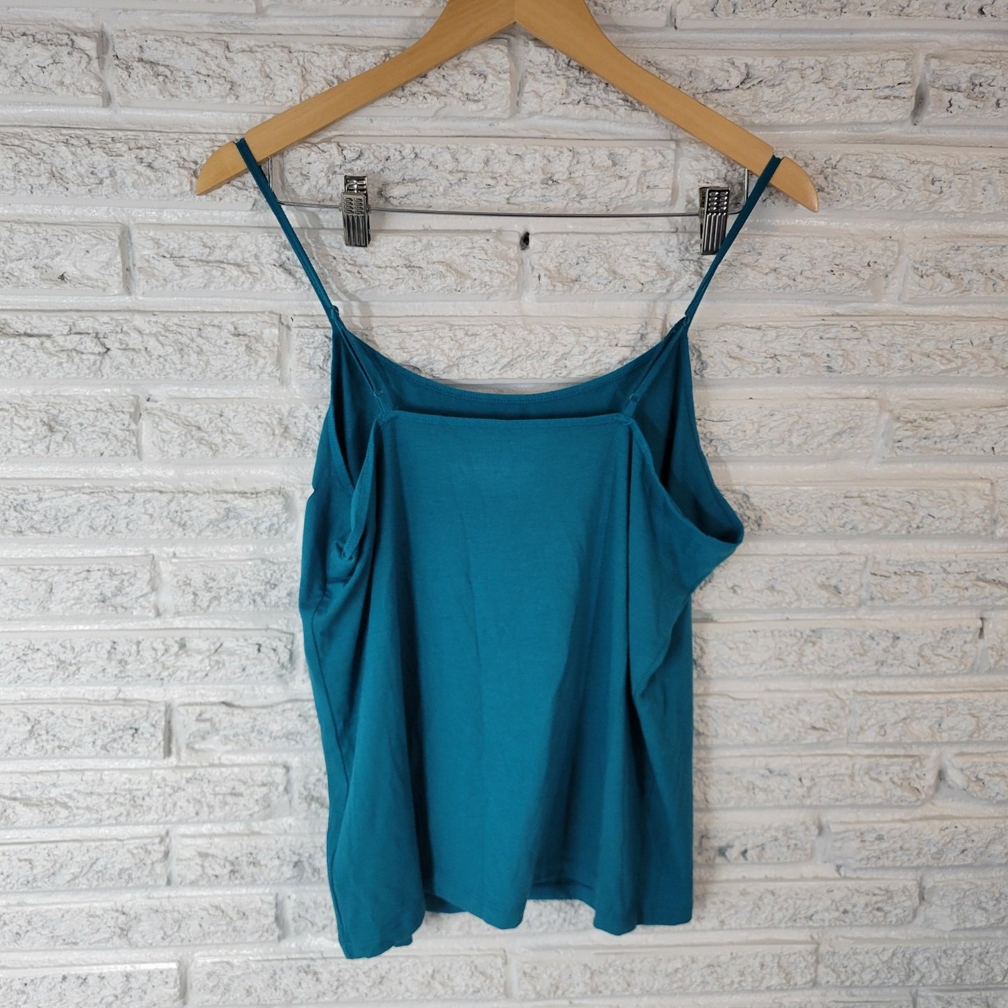 Time Tru Womens Top XL Camisole Aqua Blue Adjustable Spaghetti Strap Lightweight