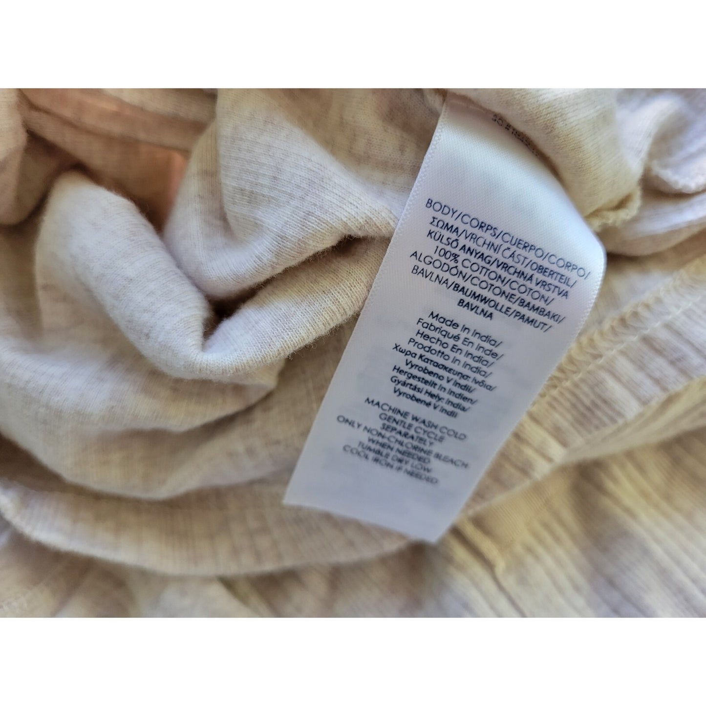 Chaps Womens Top 2X Plus Knit Long Sleeve Pockets Beige Cotton Quarter Button