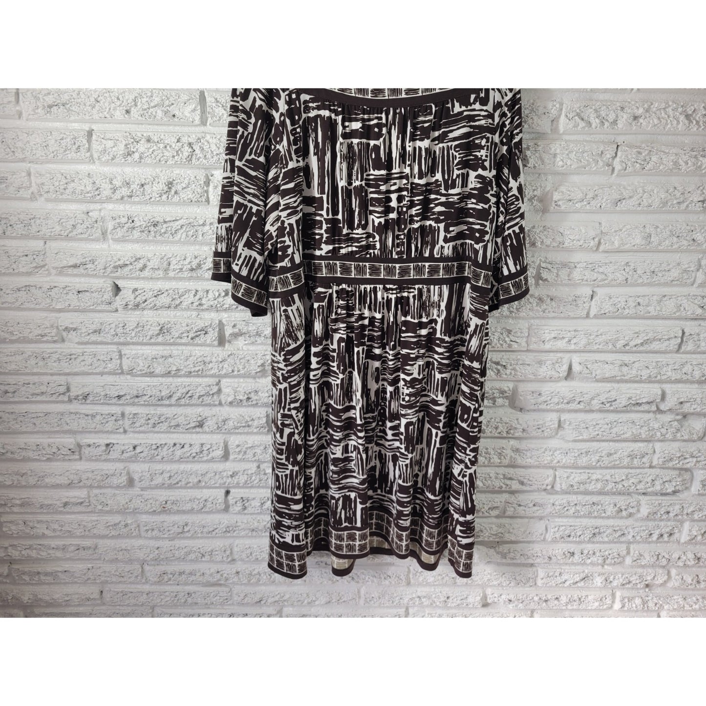 Apt 9 Women's XL Dress Blue Geometric Square Neck Short Sleeve Stretch Casual