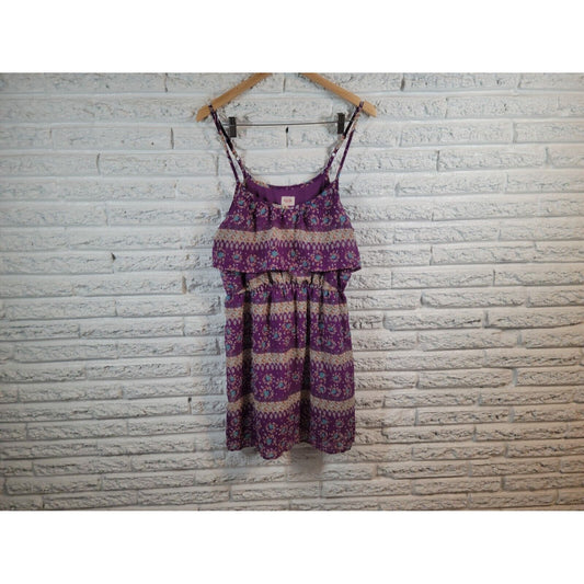 Mossimo Women Dress Extra Large XL Slim Mini Spaghetti Strap Purple Floral Comfy