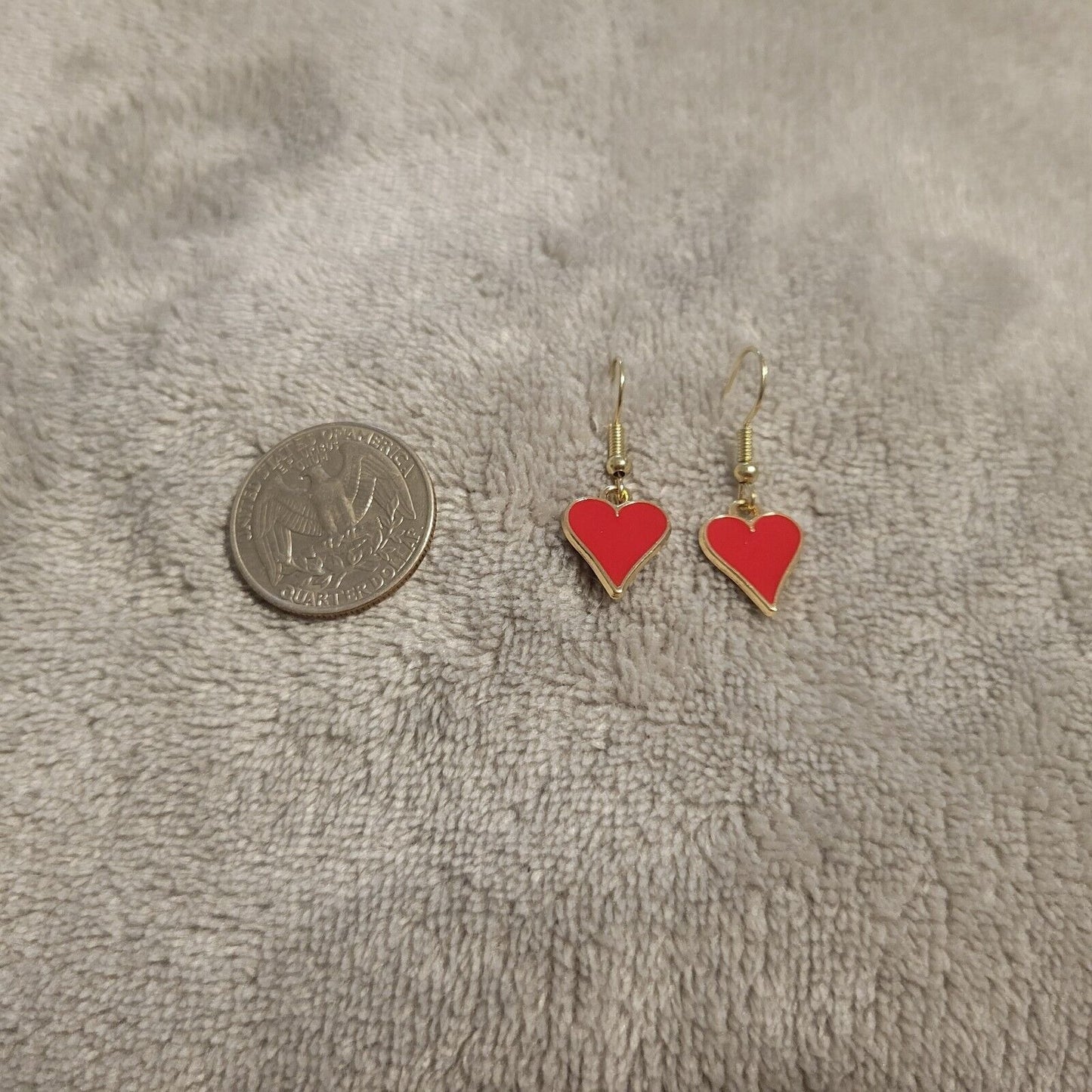 Heart Poker Suit Casino Earrings Hanging Dangle Novelty Fish Hook