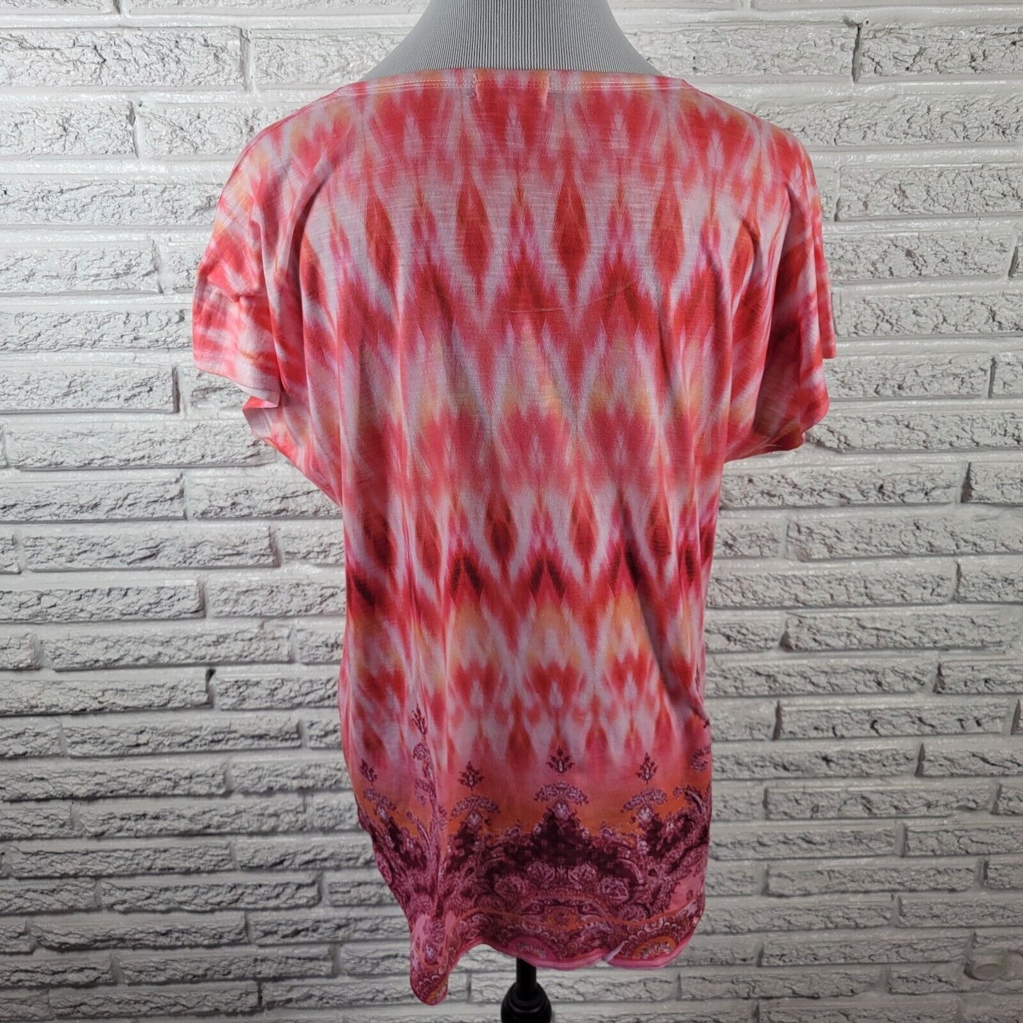 Live Let Live Womens Top Extra Large Tee Cap Sleeve Pink Watercolor Studded