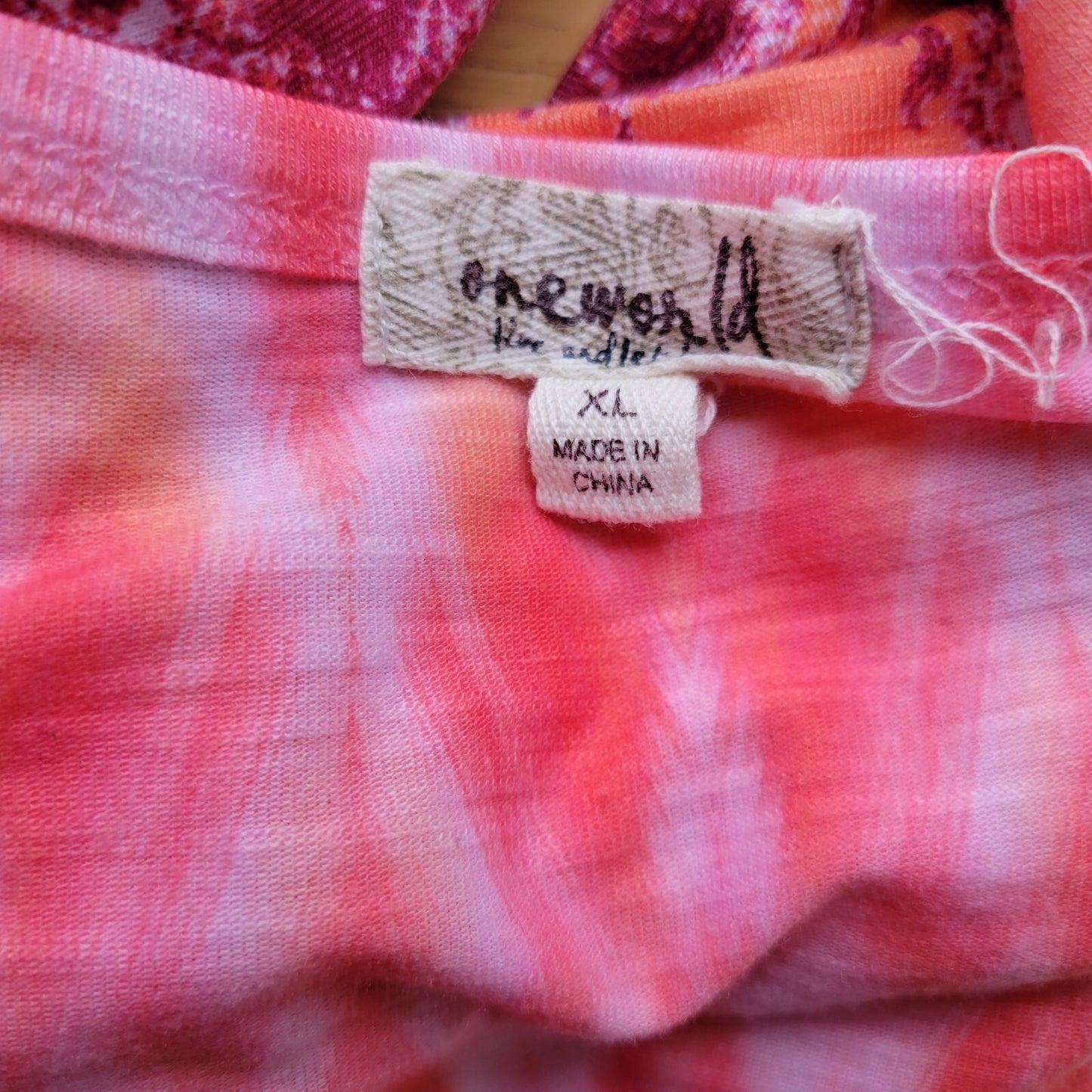 Live Let Live Womens Top Extra Large Tee Cap Sleeve Pink Watercolor Studded