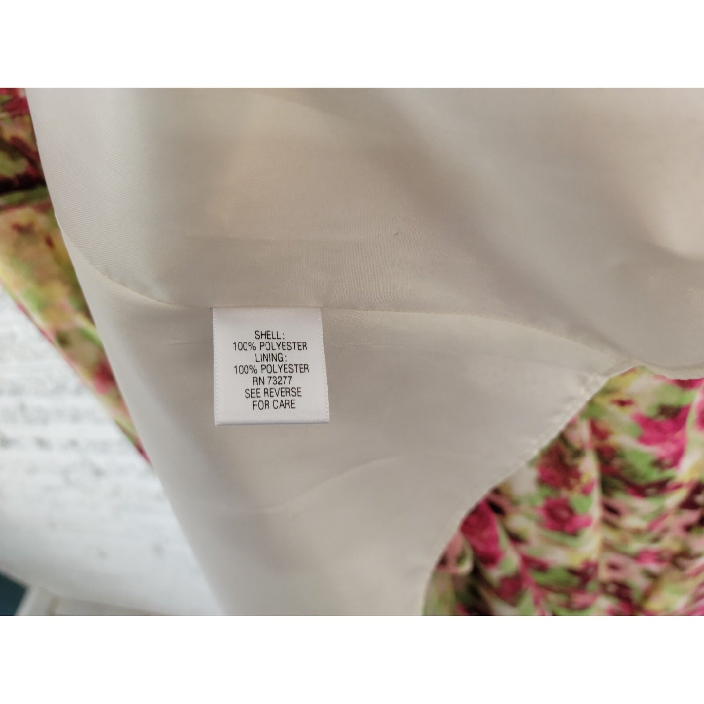 Elle Women Dress 1X Plus Sheath Full Button Lined VNeck Pink Watercolor Office