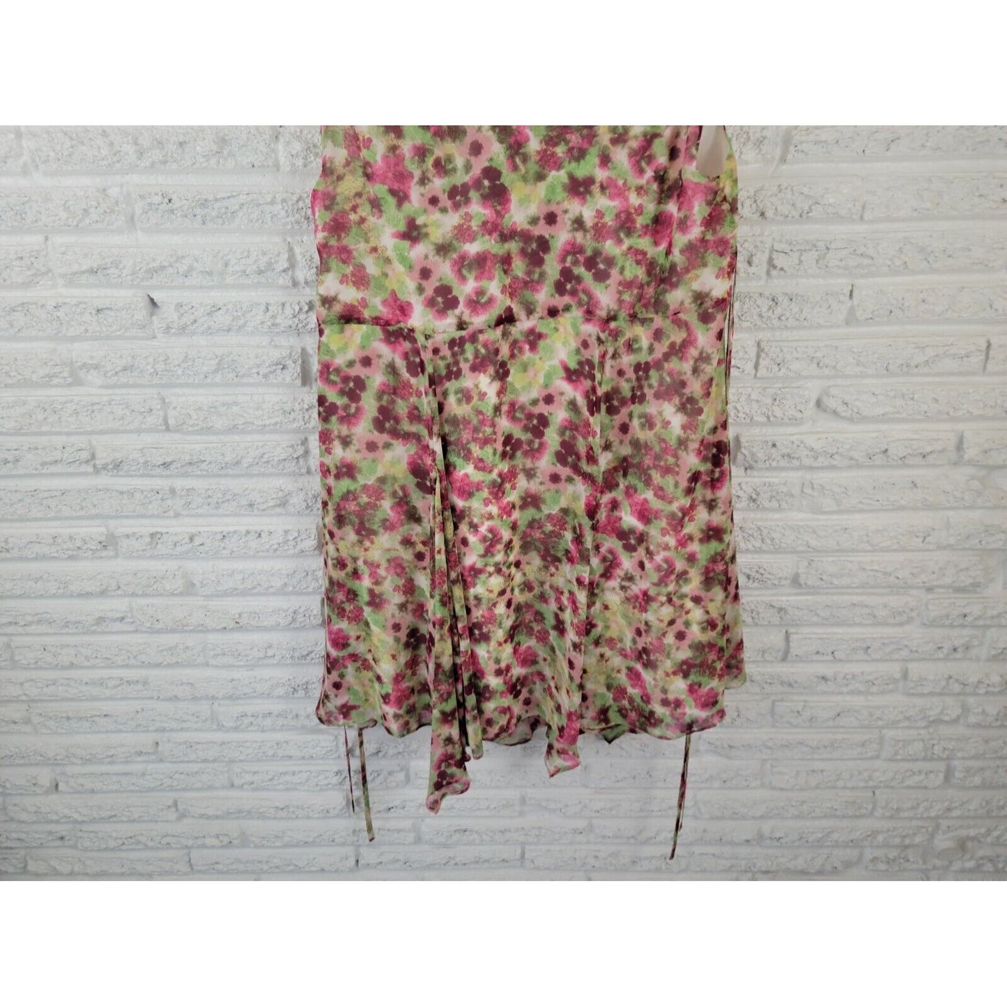 Elle Women Dress 1X Plus Sheath Full Button Lined VNeck Pink Watercolor Office