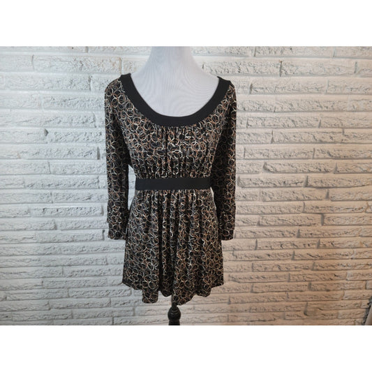 Motherhood Maternity 1X Top Black Geometric Boat Neck 3/4 Sleeve GEO324XE