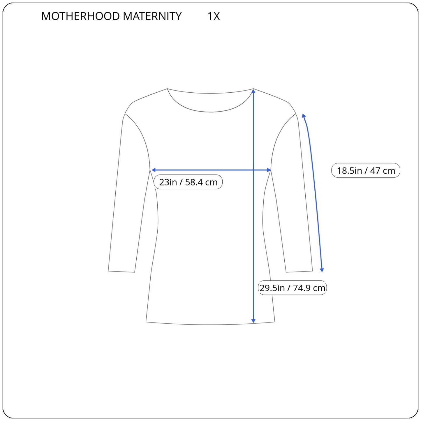 Motherhood Maternity 1X Top Black Geometric Boat Neck 3/4 Sleeve GEO324XE