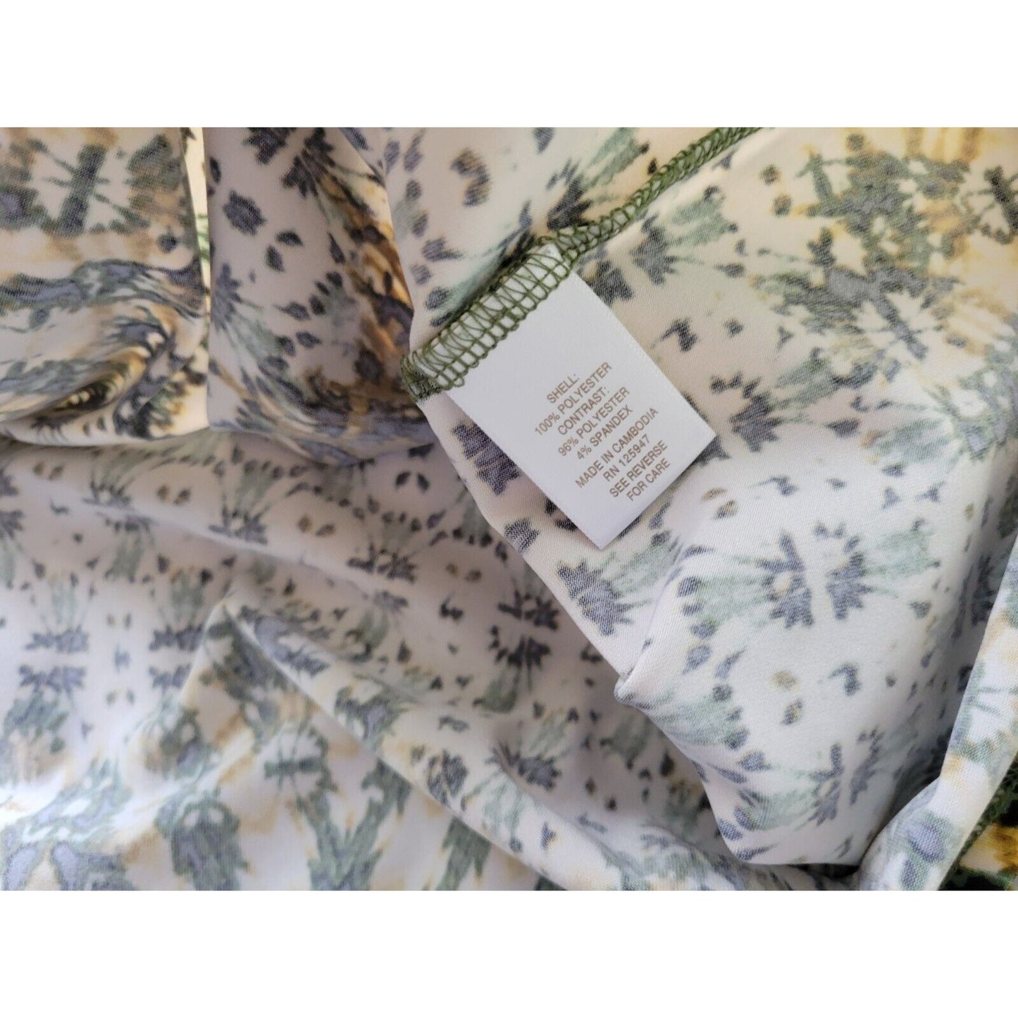 Dress Barn Women Top 2X Swing Sleeveless Split Front Poly Blend Green Watercolor