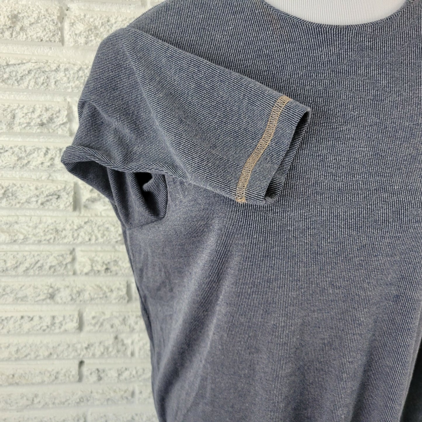 Chez California Womens Top 14W Plus Tunic Long Sleeve Gray Casual Pinstripe Zip