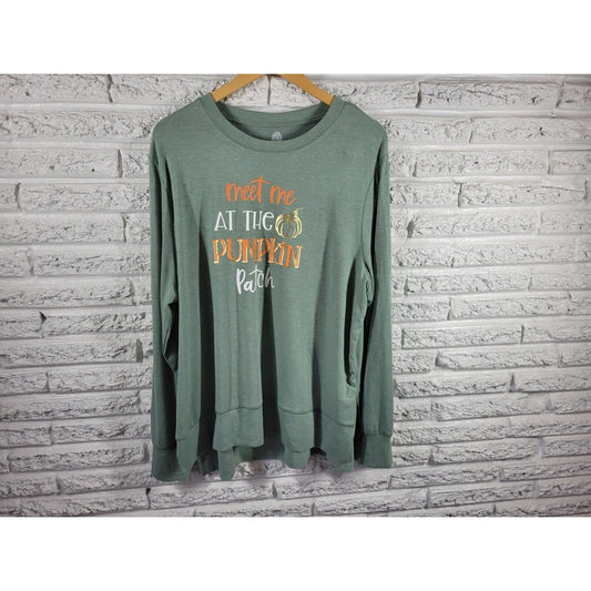 Halloween Positive Tees Womens Sweatshirt XXL 20 Pumpkin Patch Autumn Fall Green