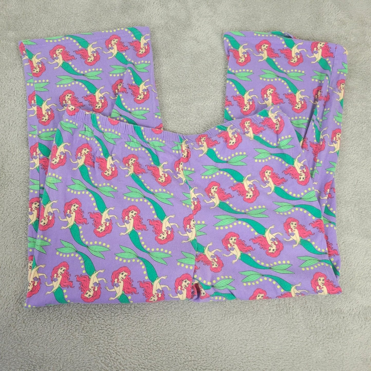 Disney Ariel Little Mermaid Womens Pajama Pants 1X Plus Capri Loungewear Purple