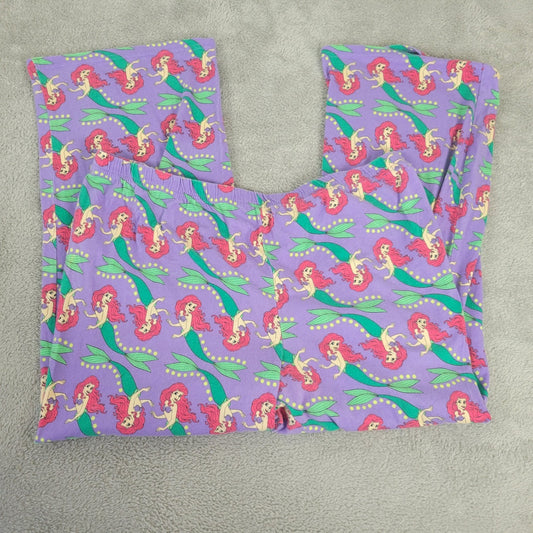 Disney Ariel Little Mermaid Womens Pajama Pants 1X Plus Capri Loungewear Purple
