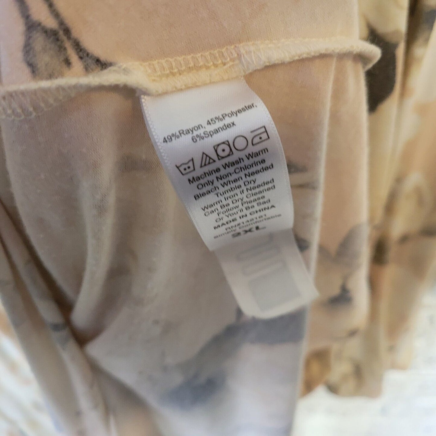 Lularoe Womens Dress 2XL Sheath Long Sleeve Beige Green Floral Keyhole Casual