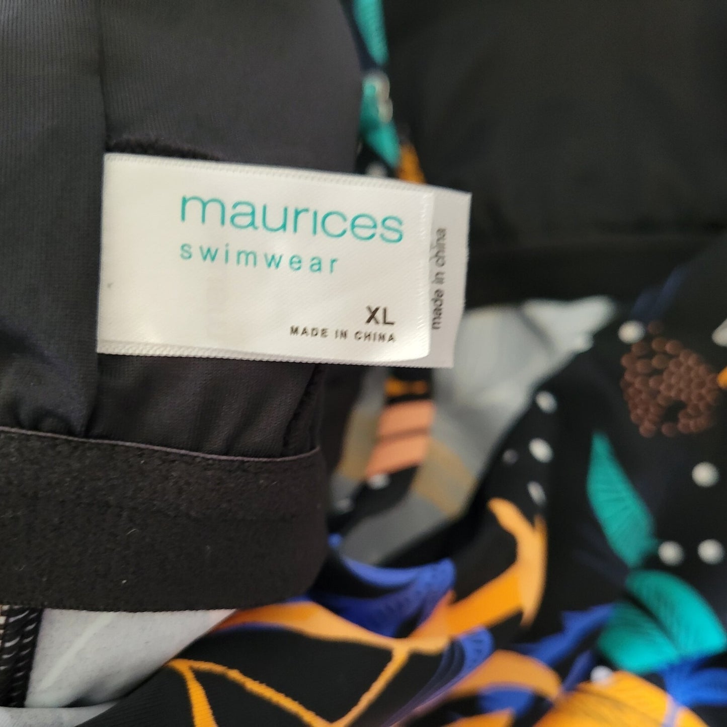 Maurices Womens Swim Top Extra Large XL TBack Blue Floral Adjustable Spaghetti