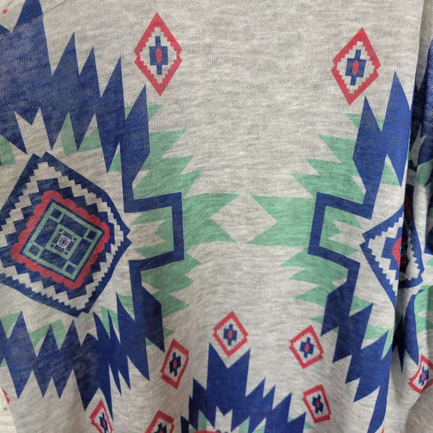 Signature Studio Women's Tank Top XL Gray Blue Geometric Tribal Racerback
