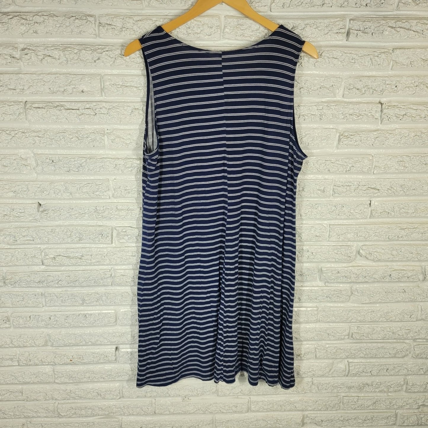 St. Johns Bay Womens Dress Extra Large Navy Blue White Striped Sleeveless