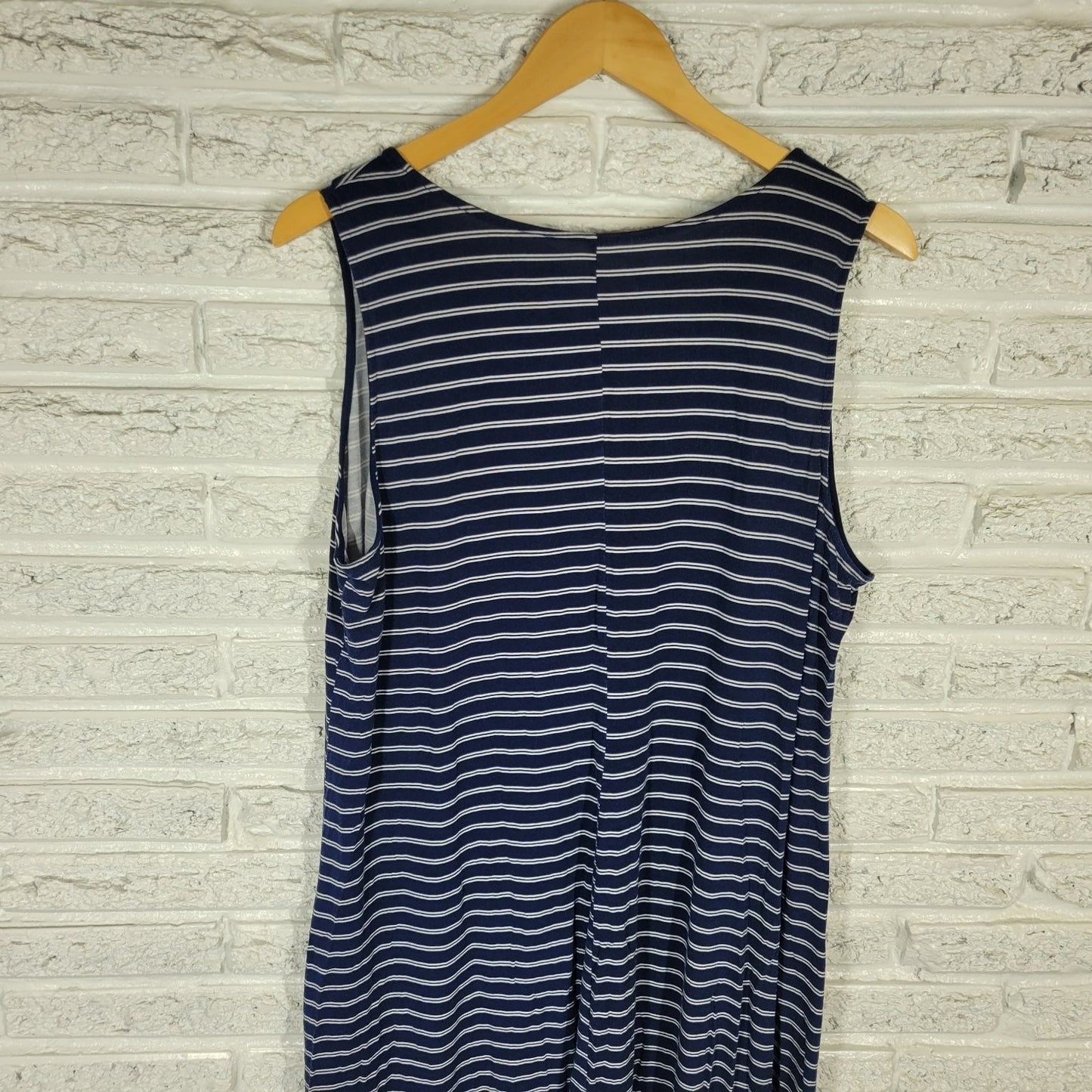 St. Johns Bay Womens Dress Extra Large Navy Blue White Striped Sleeveless