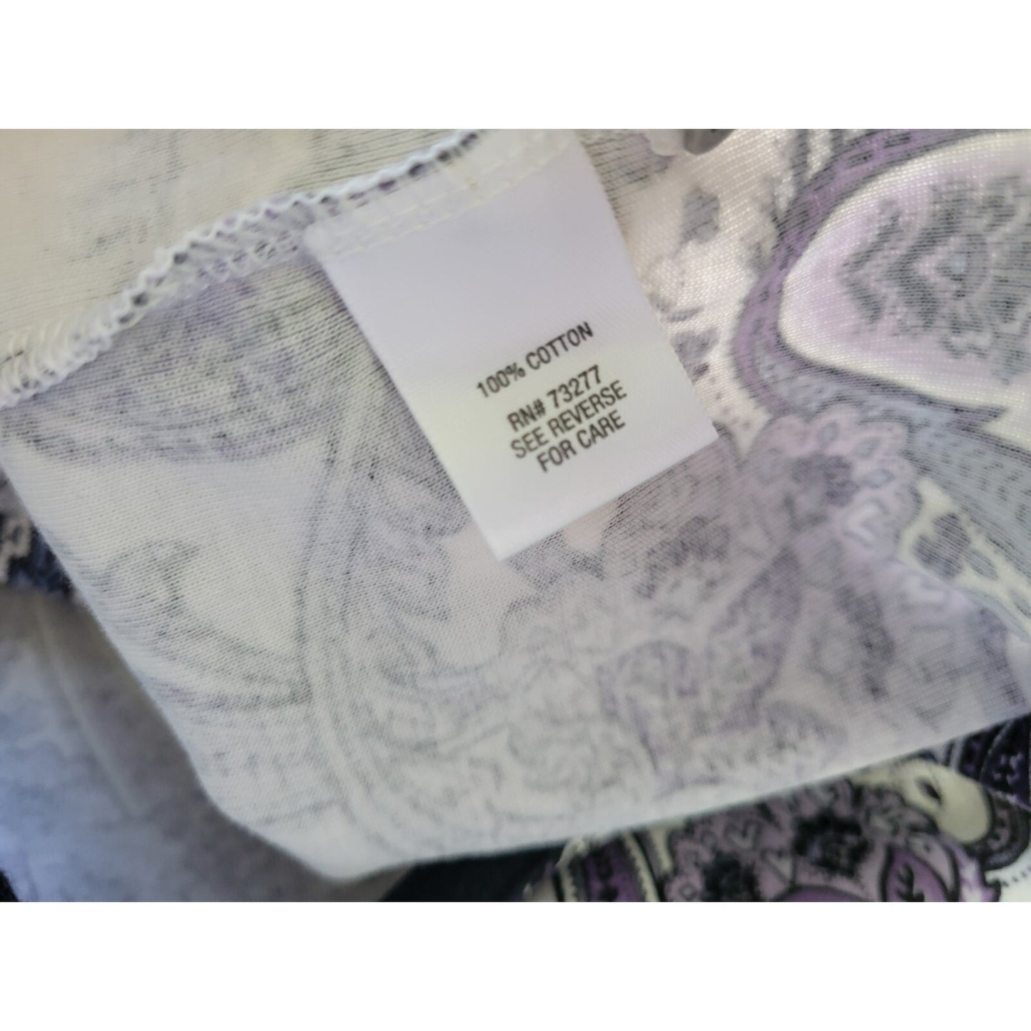 Croft Barrow Womens Top 1X Plus 3/4 Sleeve Lavender Paisley Casual Cotton