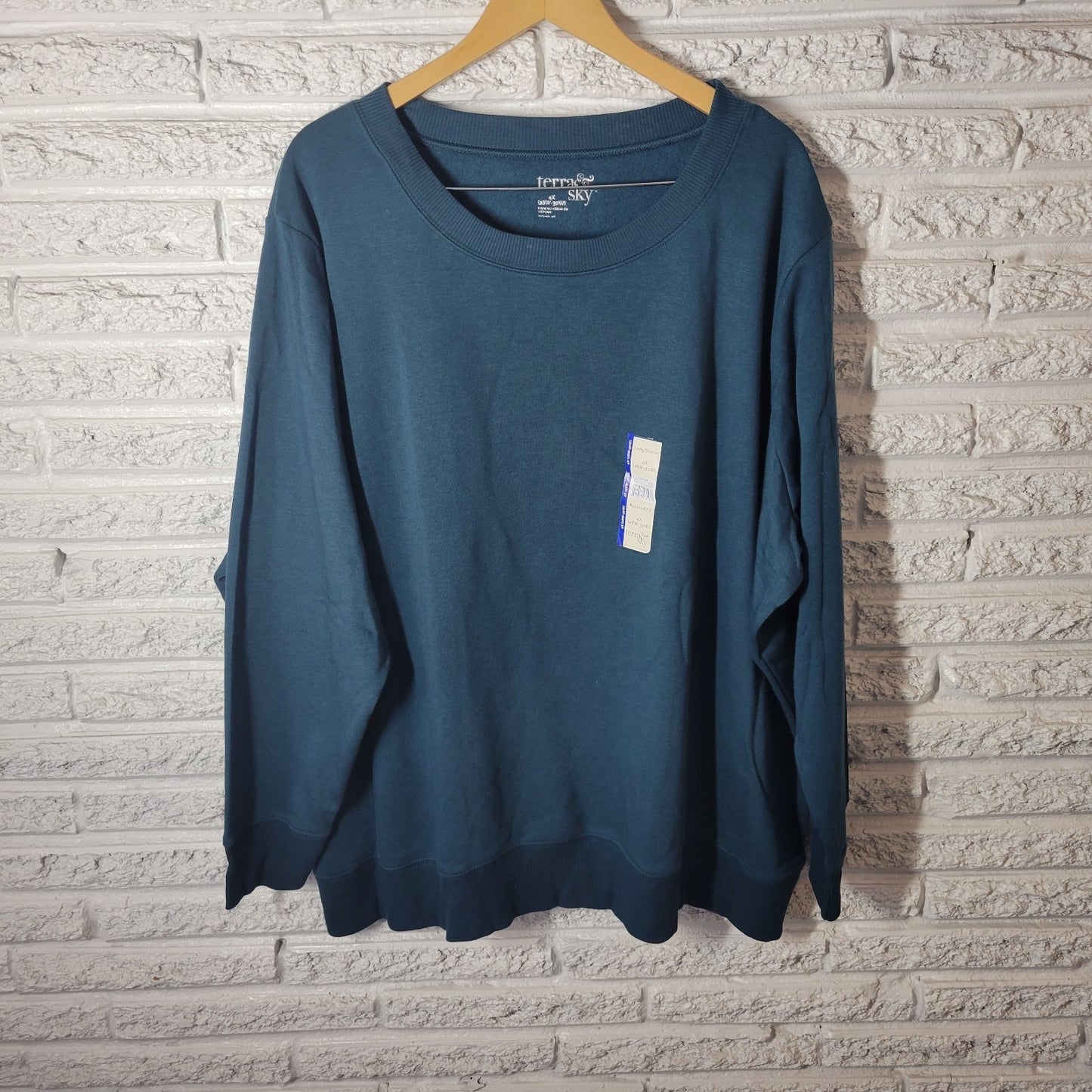 Terra Sky Women Sweatshirt 4X 28W 30W Plus Long Sleeve Blue Soft Relaxed Fit New