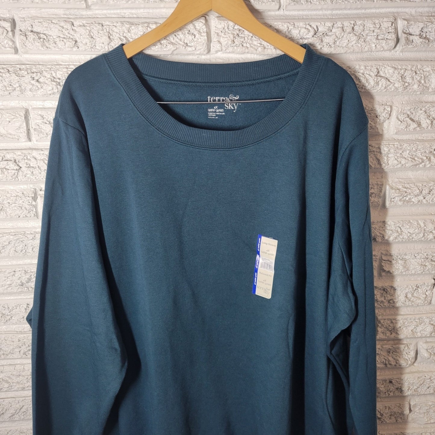 Terra Sky Women Sweatshirt 4X 28W 30W Plus Long Sleeve Blue Soft Relaxed Fit New