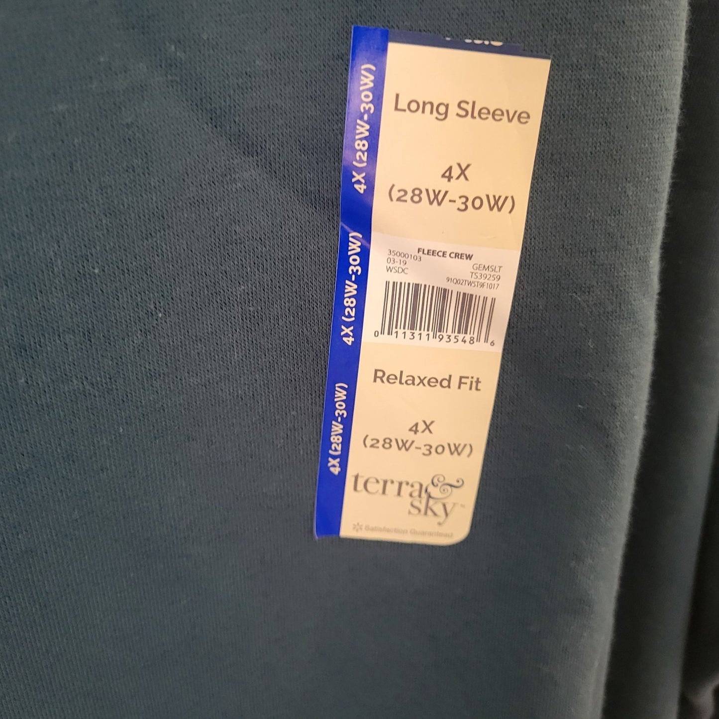 Terra Sky Women Sweatshirt 4X 28W 30W Plus Long Sleeve Blue Soft Relaxed Fit New