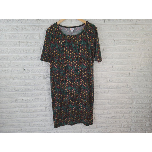 Lularoe Womens Dress Extra Large XL Shirt Short Sleeve Pullover Geometric Black