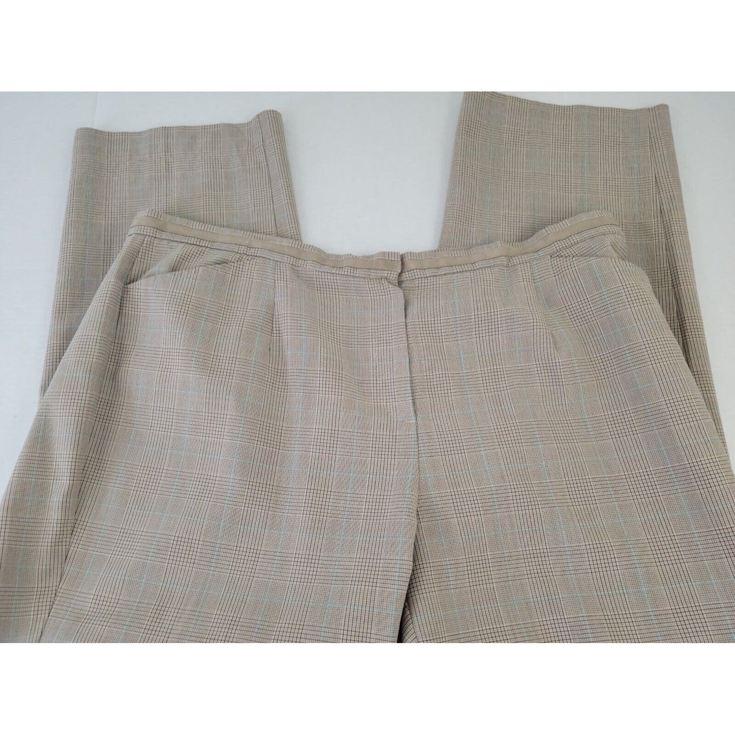Liz Claiborne Womens Pants 20W Tabitha Straight Leg Tan Plaid Pockets Career