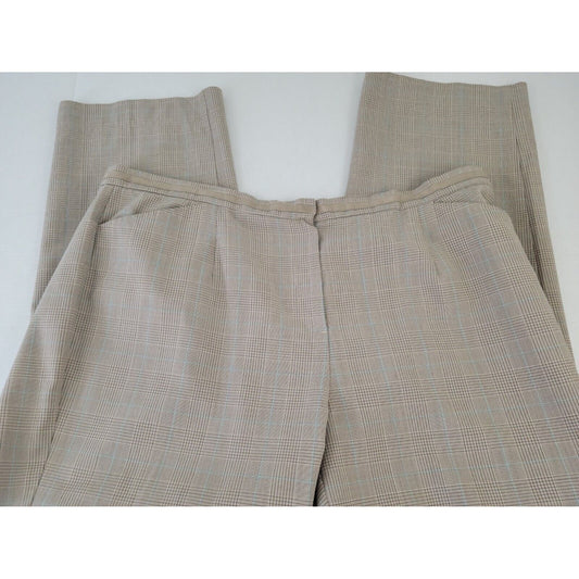 Liz Claiborne Womens Pants 20W Tabitha Straight Leg Tan Plaid Pockets Career