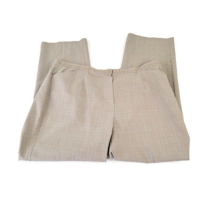 Liz Claiborne Womens Pants 20W Tabitha Straight Leg Tan Plaid Pockets Career