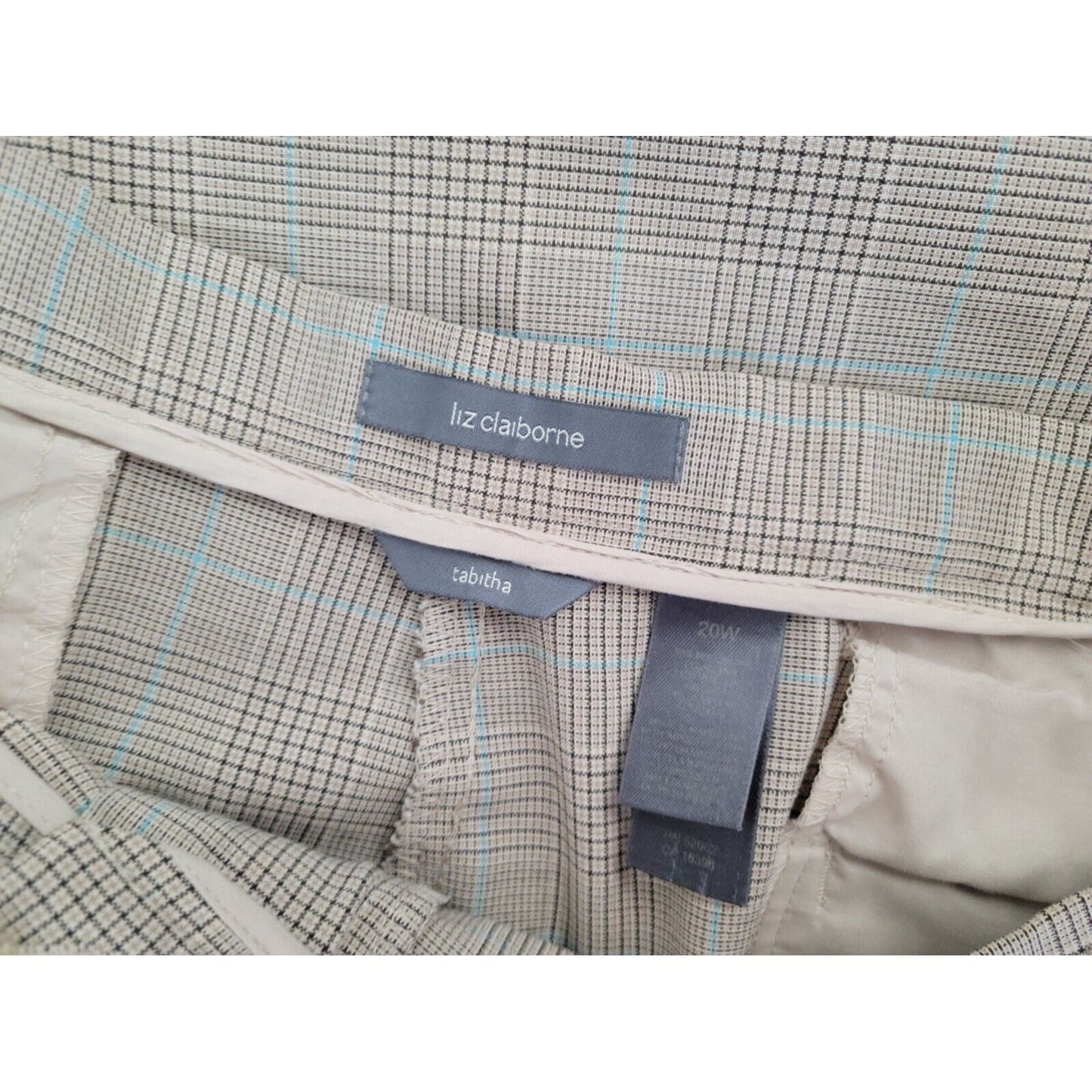 Liz Claiborne Womens Pants 20W Tabitha Straight Leg Tan Plaid Pockets Career