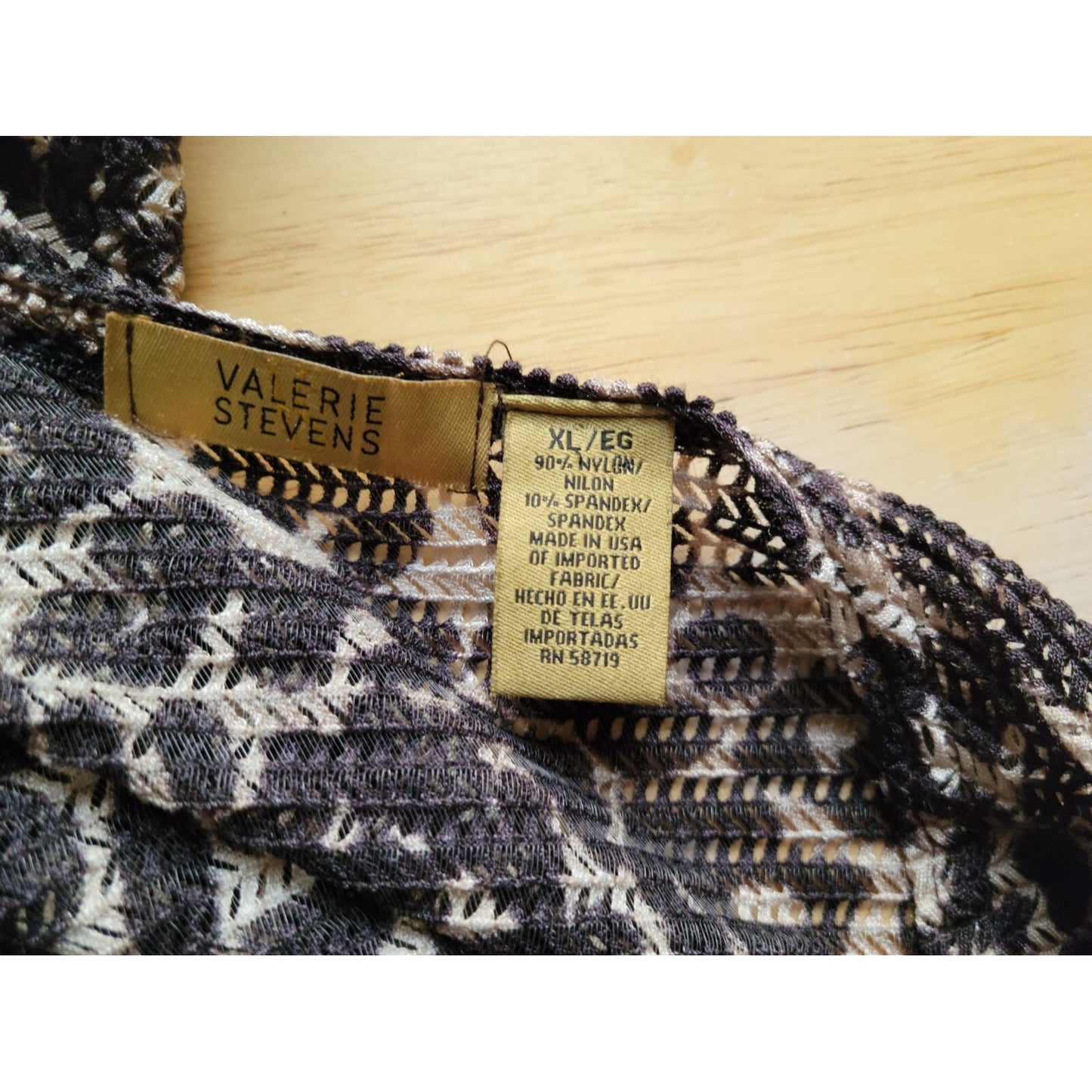 Valerie Stevens Womens Top Extra Large XL Duster Open Mesh Black Animal Print