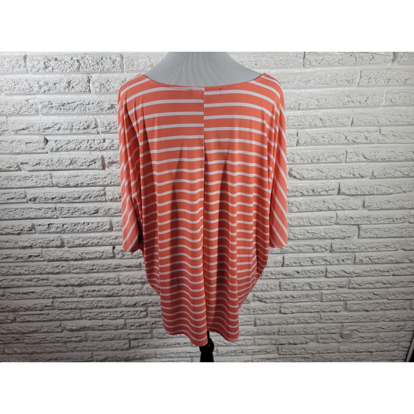 Gloria Vanderbilt Womens Top Extra Large Oversized Pink Stripe Poly Blend