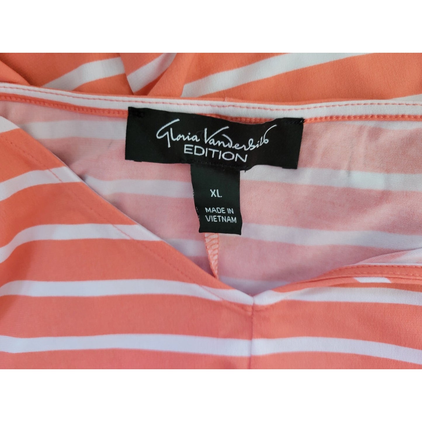 Gloria Vanderbilt Womens Top Extra Large Oversized Pink Stripe Poly Blend