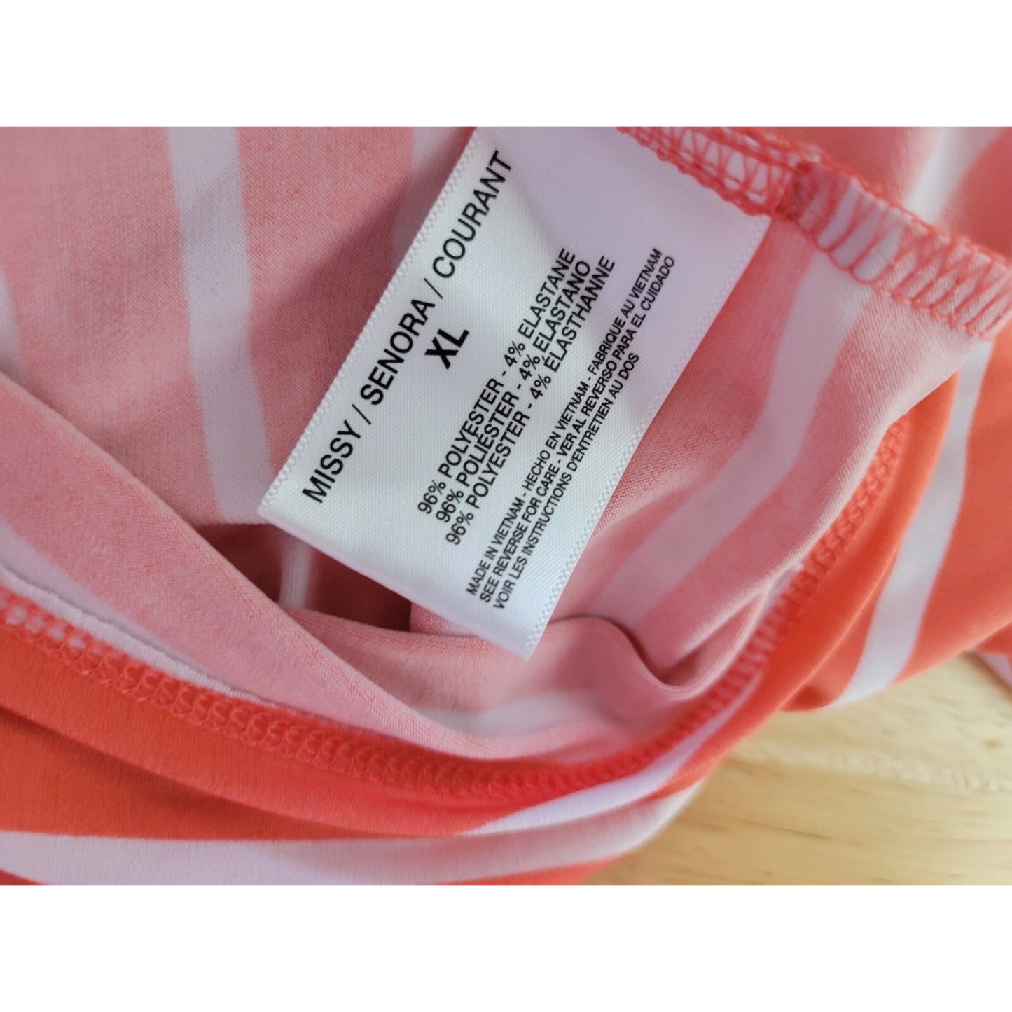 Gloria Vanderbilt Womens Top Extra Large Oversized Pink Stripe Poly Blend