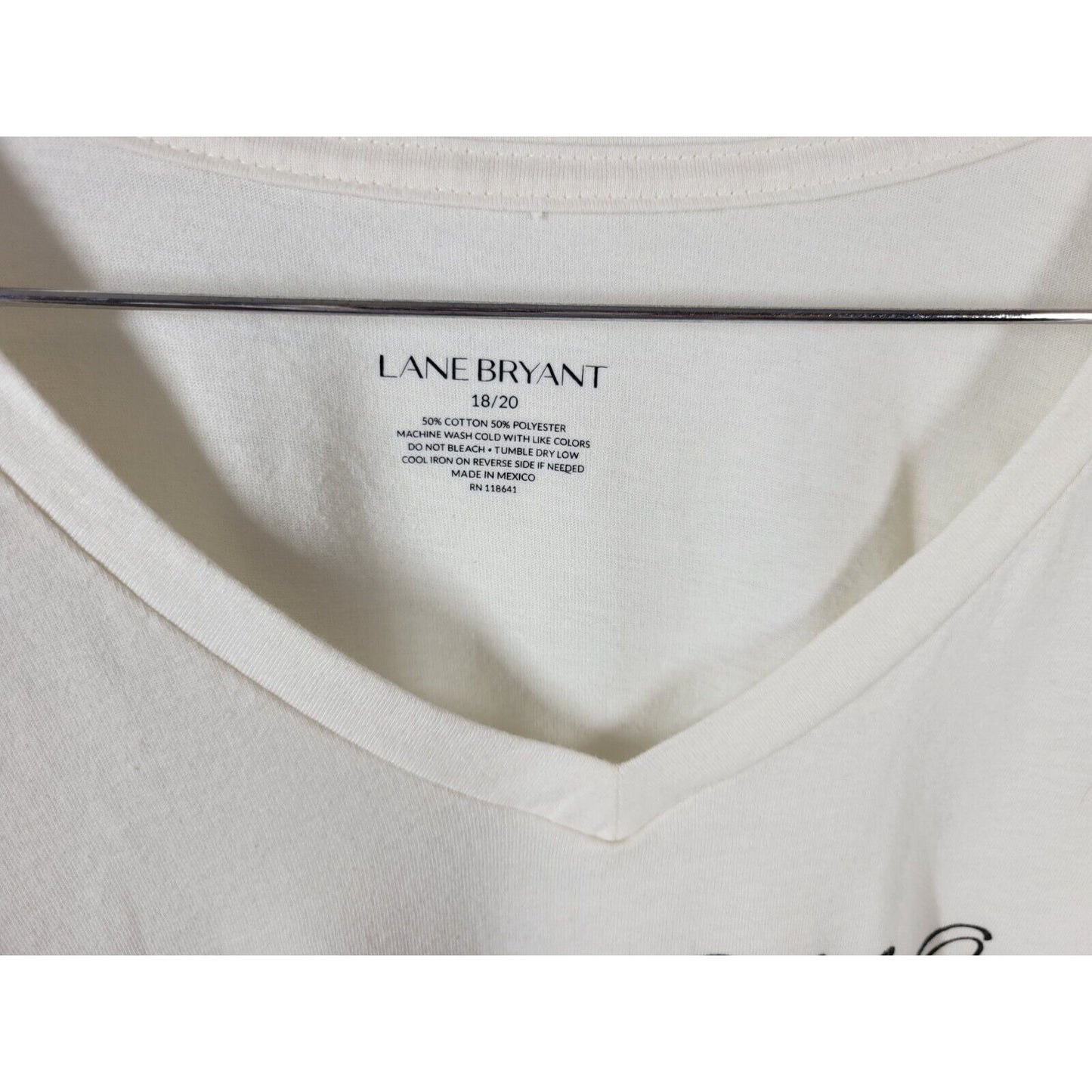 Lane Bryant Womens Top 18 20 Plus Tee We Are All One White Hearts Cotton Blend