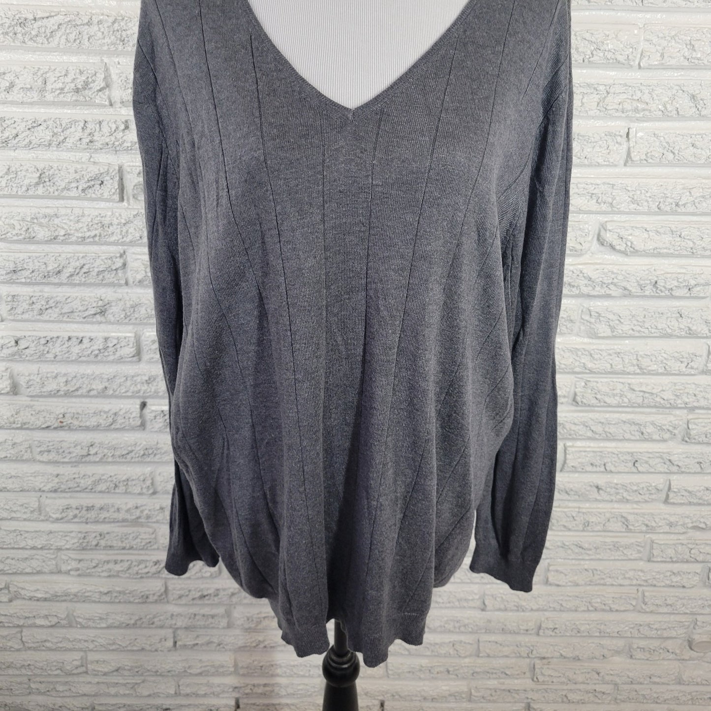 Roamans Womens Sweater 2X 26 28 Plus Tunic Gray Lightweight Acrylic Nylon Office